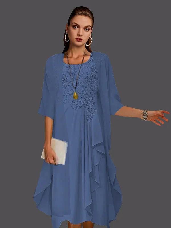 Two Piece A-Line Chiffon Lace Sleeveless Jacket Dresses with Pleats Appliques by Dreamylily