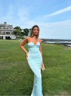 Sexy Halter Blue Sheath Prom Dress Long Evening Dress Bridesmaid Dress Y8233 by simplepromdress