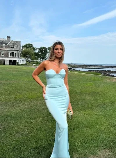 Sexy Halter Blue Sheath Prom Dress Long Evening Dress Bridesmaid Dress Y8233 by simplepromdress