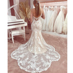 Spaghetti Straps Mermaid Wedding Dresses Champagne Bride Dress
