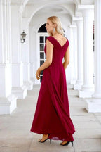Ladies Chiffon V Neck Sleeveless Floor Length Bridesmaid Evening Dress Wedding Party Evening Dress 28126 by numbersea