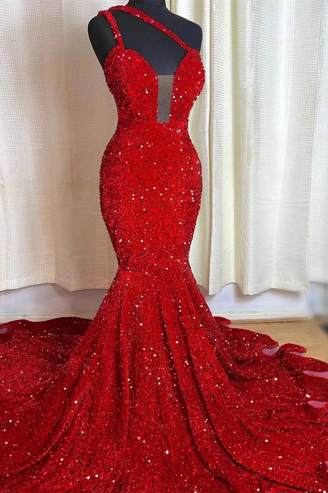 One Shoulder Sleeveless Mermaid Prom Dress with a Sweetheart Neckline by BIZTUNNEL