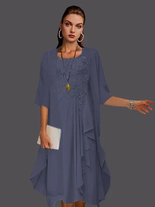 Two Piece A-Line Chiffon Lace Sleeveless Jacket Dresses with Pleats Appliques by Dreamylily
