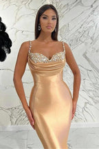 Long Mermaid Spaghetti Straps Sweetheart Satin Evening Prom Dress by BIZTUNNEL