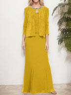 Metallic Mock Two-Piece Gown with Jacket