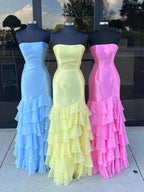 Ida | Sky Blue Mermaid Strapless Prom Dresses With Split by KissProm