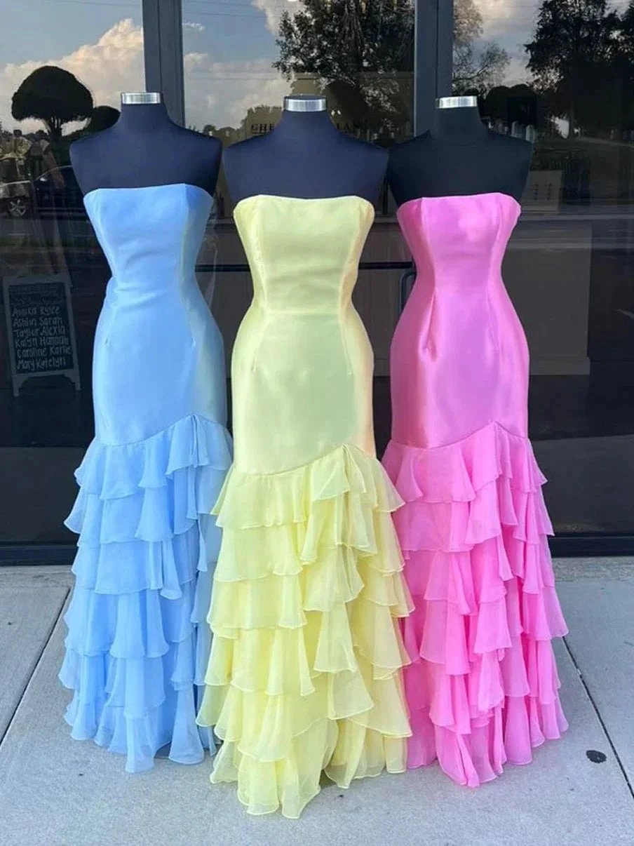 Ida | Sky Blue Mermaid Strapless Prom Dresses With Split by KissProm