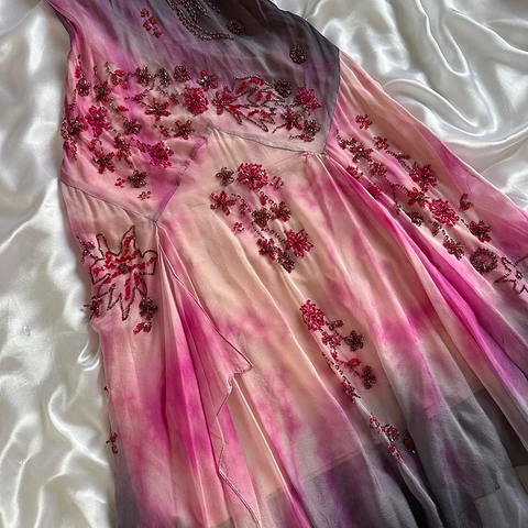 Gorgeous Spaghetti Straps Chiffon Beaded Evening Dress Mermaid Prom Dress Y8222