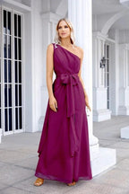 Ladies Chiffon One Shoulder Bridesmaid Evening Dress Wedding Party Evening Dress 28133 by numbersea