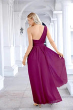 Ladies Chiffon One Shoulder Bridesmaid Evening Dress Wedding Party Evening Dress 28133 by numbersea