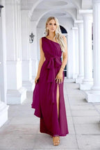 Ladies Chiffon One Shoulder Bridesmaid Evening Dress Wedding Party Evening Dress 28133 by numbersea