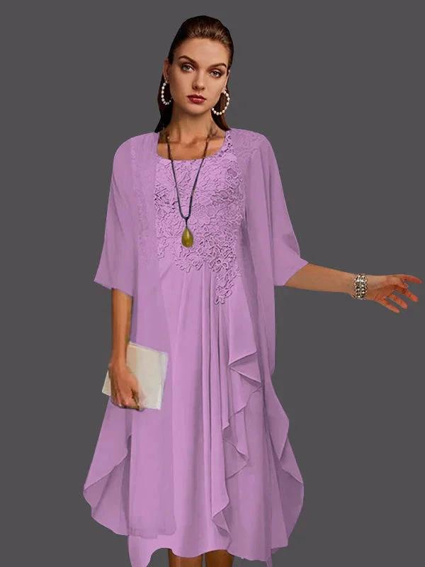 Two Piece A-Line Chiffon Lace Sleeveless Jacket Dresses with Pleats Appliques by Dreamylily