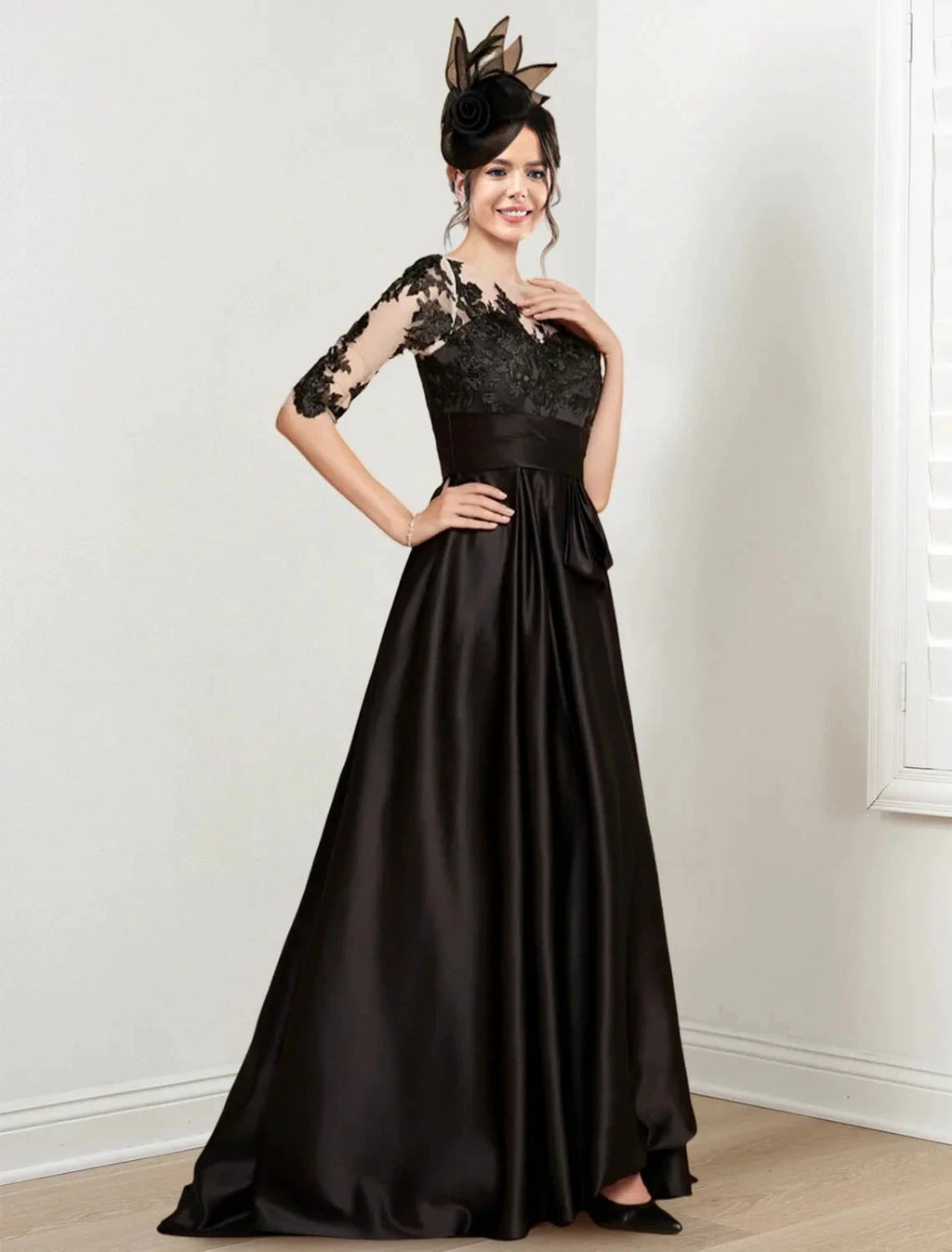 A-Line/Princess Jewel Neck Floor-Length Mother of the Bride Dresses by Dreamylily