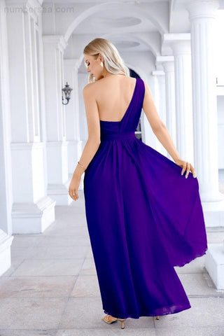 Ladies Chiffon One Shoulder Bridesmaid Evening Dress Wedding Party Evening Dress 28133