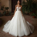 Elegant A-Line Lace Wedding Dresses Luxury Strapless Sweetheart Appliques Bridal Gown Sweep Train Vestido De Noiva by payinti