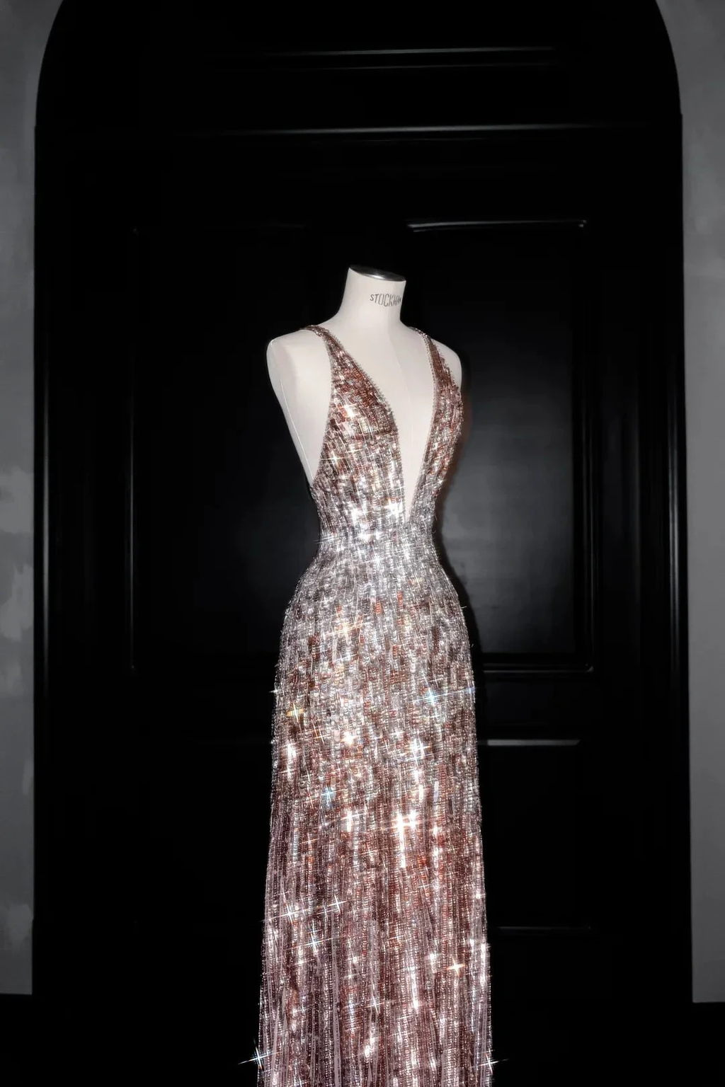 Luxury Deep V Sequin Backless Long Evening Dress Formal Prom Dress Y8683 by simplepromdress
