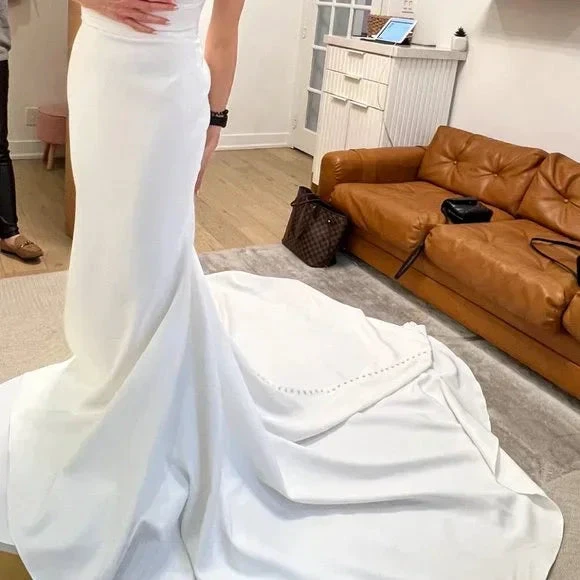 Charming White Strapless Wedding Dress,White Bridal Gown Y7385 by simplepromdress