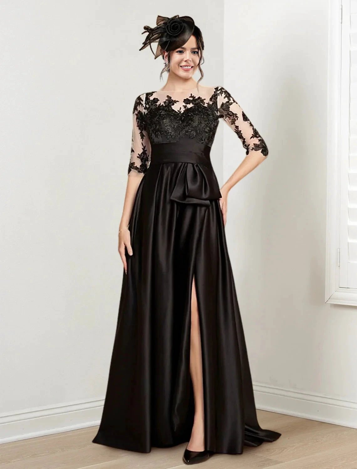 A-Line/Princess Jewel Neck Floor-Length Mother of the Bride Dresses by Dreamylily