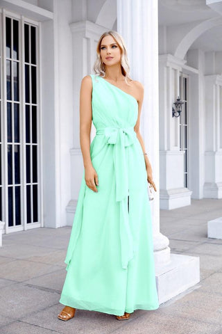 Ladies Chiffon One Shoulder Bridesmaid Evening Dress Wedding Party Evening Dress 28133