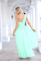 Ladies Chiffon One Shoulder Bridesmaid Evening Dress Wedding Party Evening Dress 28133 by numbersea