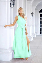 Ladies Chiffon One Shoulder Bridesmaid Evening Dress Wedding Party Evening Dress 28133 by numbersea