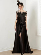 A-Line/Princess Jewel Neck Floor-Length Mother of the Bride Dresses by Dreamylily
