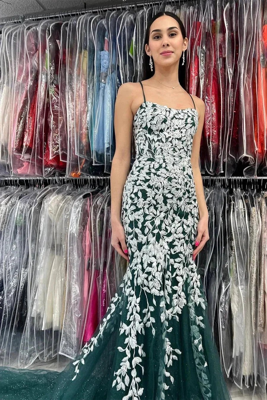 Lorelei |Mermaid Spaghetti Straps Lace Tulle Prom Dress by KissProm