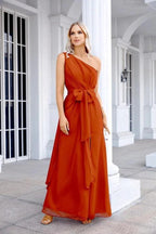 Ladies Chiffon One Shoulder Bridesmaid Evening Dress Wedding Party Evening Dress 28133 by numbersea