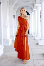 Ladies Chiffon One Shoulder Bridesmaid Evening Dress Wedding Party Evening Dress 28133 by numbersea