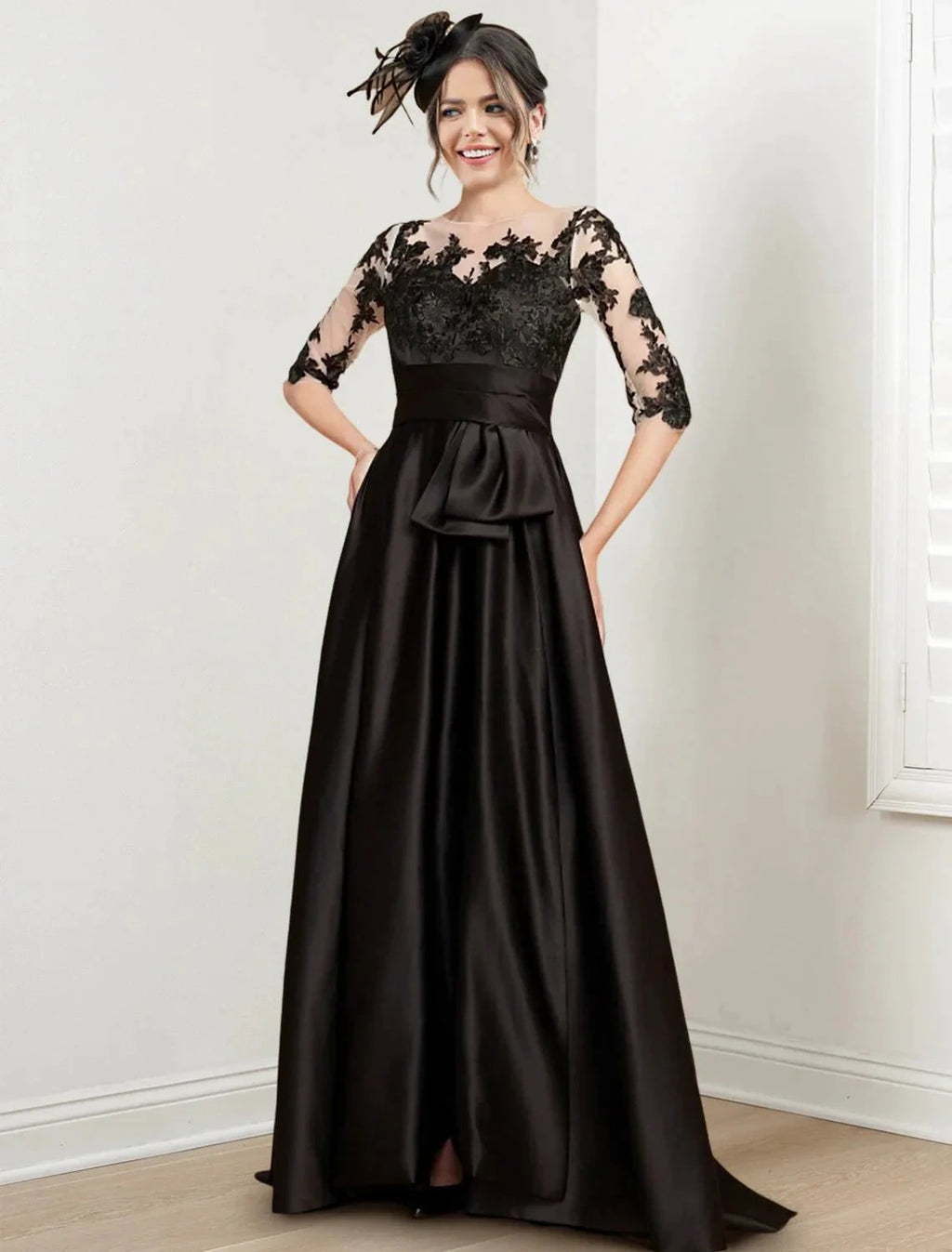 A-Line/Princess Jewel Neck Floor-Length Mother of the Bride Dresses by Dreamylily
