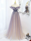 Purple A-line Prom Dresses for Women Tulle Long Evening Dresses Y5838 by simplepromdress