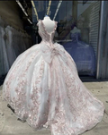 Princess Quinceanera Dress Ball Gown Flowers Appliques Pink White Sweet 16 Party Dress Y6301 by simplepromdress