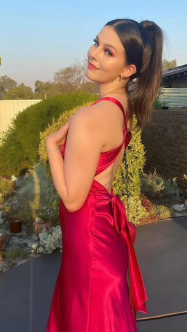Sexy Backless Mermaid Party Prom Dress Formal Satin Evening Gown Y8119