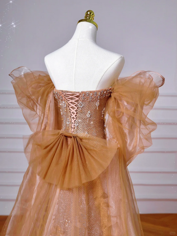 Luxury Off The Shoulder Tulle Beaded Prom Dress Long Mermaid Evening Dress Y8610