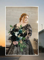 Robe de Mariée en Dentelle Noire Élégante, Robe Nuptiale Gothique Y7353