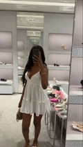 White Spaghetti Straps V Neck Homecoming Dress Y2849 by simplepromdress
