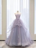 Strapless A-line Tulle Princess Dress,Chic Tulle Ball Gown Y4498 by simplepromdress