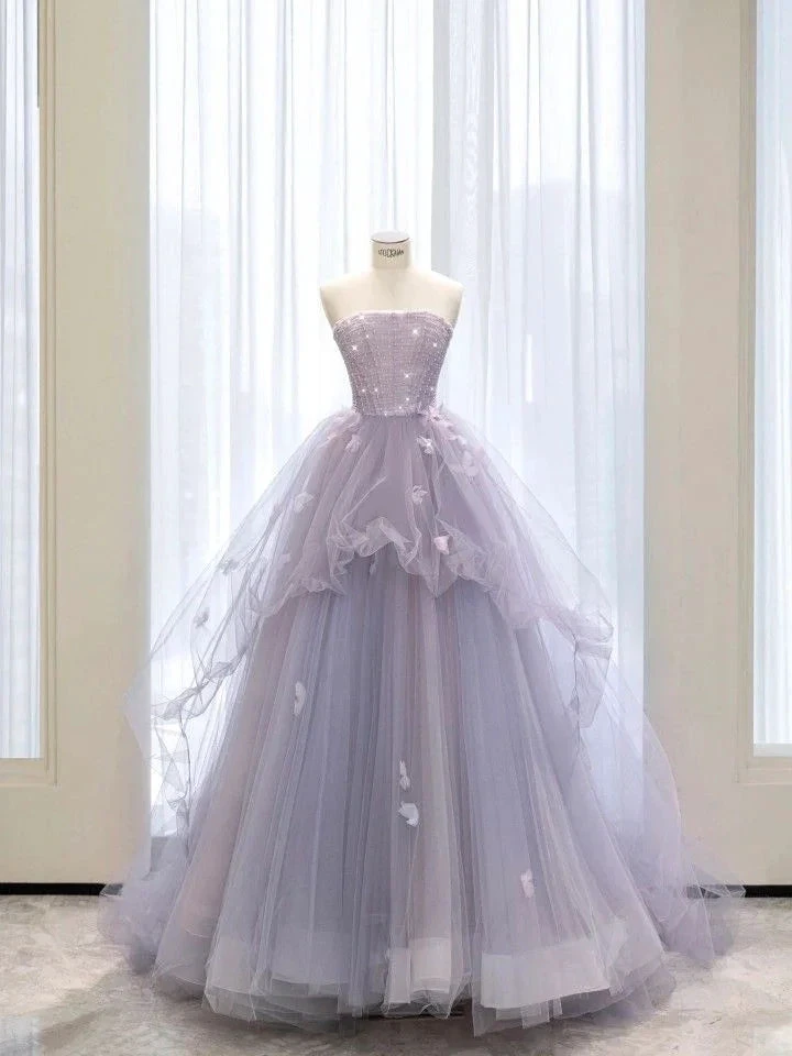 Strapless A-line Tulle Princess Dress,Chic Tulle Ball Gown Y4498 by simplepromdress