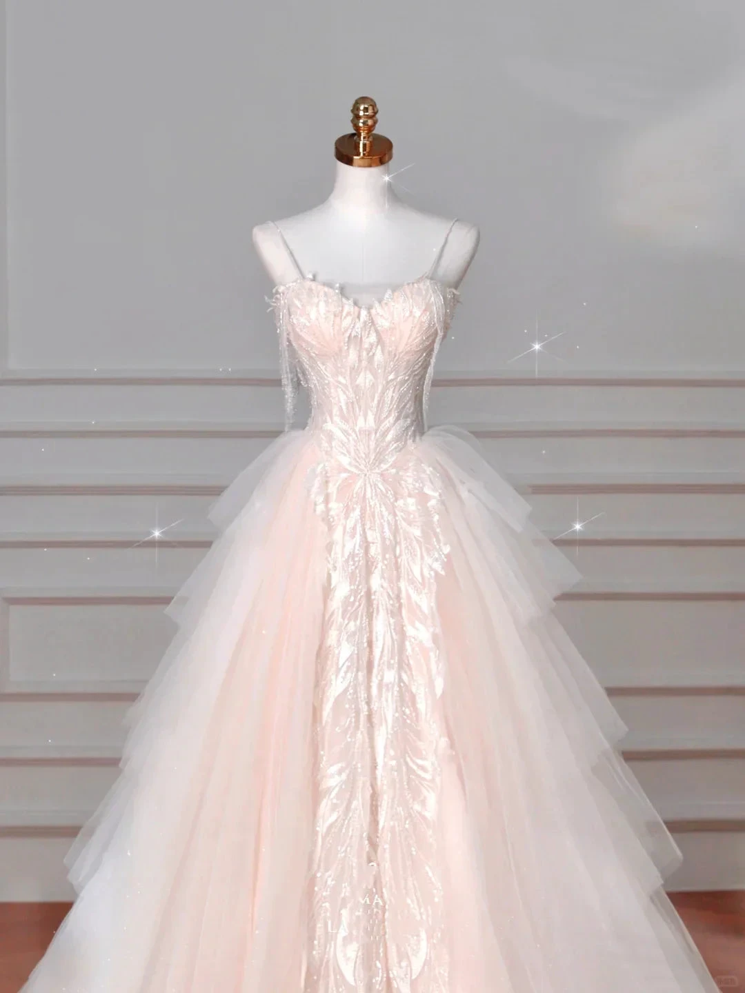 Classy Light Pink Tulle ALine Wedding Dress,Formal Prom Evening Dress Y8623 by simplepromdress