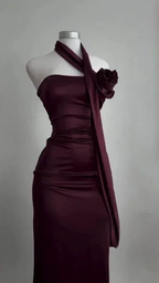 Simple Sheath Burgundy Long Prom Dress Strapless Evening Dress Y8511 by simplepromdress