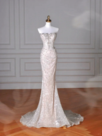 Sparkly Strapless Tulle Sequins Mermaid Prom Dress Long Evening Dress Y8616 by simplepromdress