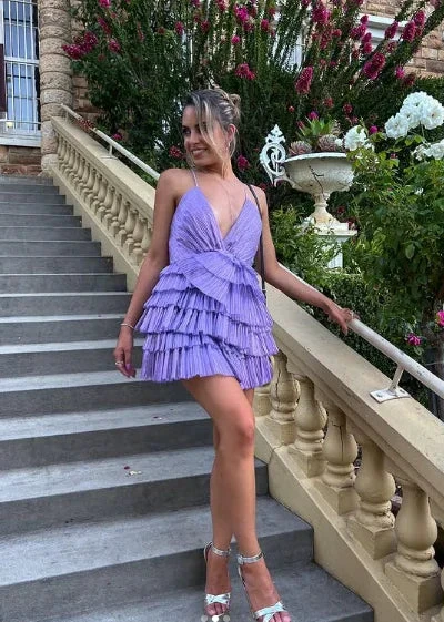 Short Homecoming Dress Ruffle Spaghetti-Neck Party Sexy Mini Dress Y2199 by simplepromdress