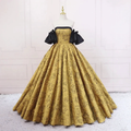 Fashion retro style slim golden bride dress vintage ball gown s04 by simplepromdress