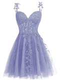 Spaghetti Straps Sweetheart Neck Tulle Lace Homecoming Dress for Teens Y2167 by simplepromdress