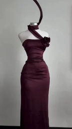Simple Sheath Burgundy Long Prom Dress Strapless Evening Dress Y8511 by simplepromdress