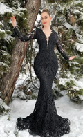 Women's Lace Mermaid Evening Dress Luxurious Black Prom Dress Y6890 by simplepromdress