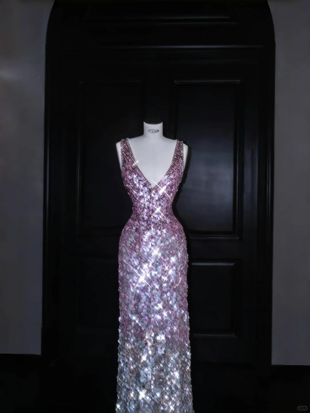 Gorgeous Pink V Neck Sequins Long Prom Dress Evening Dress Y8688 by simplepromdress