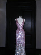 Gorgeous Pink V Neck Sequins Long Prom Dress Evening Dress Y8688 by simplepromdress