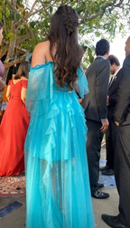 Off The Shoulder Blue Long Prom Dress,Charming Blue Evening Dress Y2395 by simplepromdress