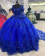Royal Blue Sweet 16 Princess Ball Gown Quinceanera Dresses with Train for Girls Prom Party Evening Long,Y2479 by simplepromdress